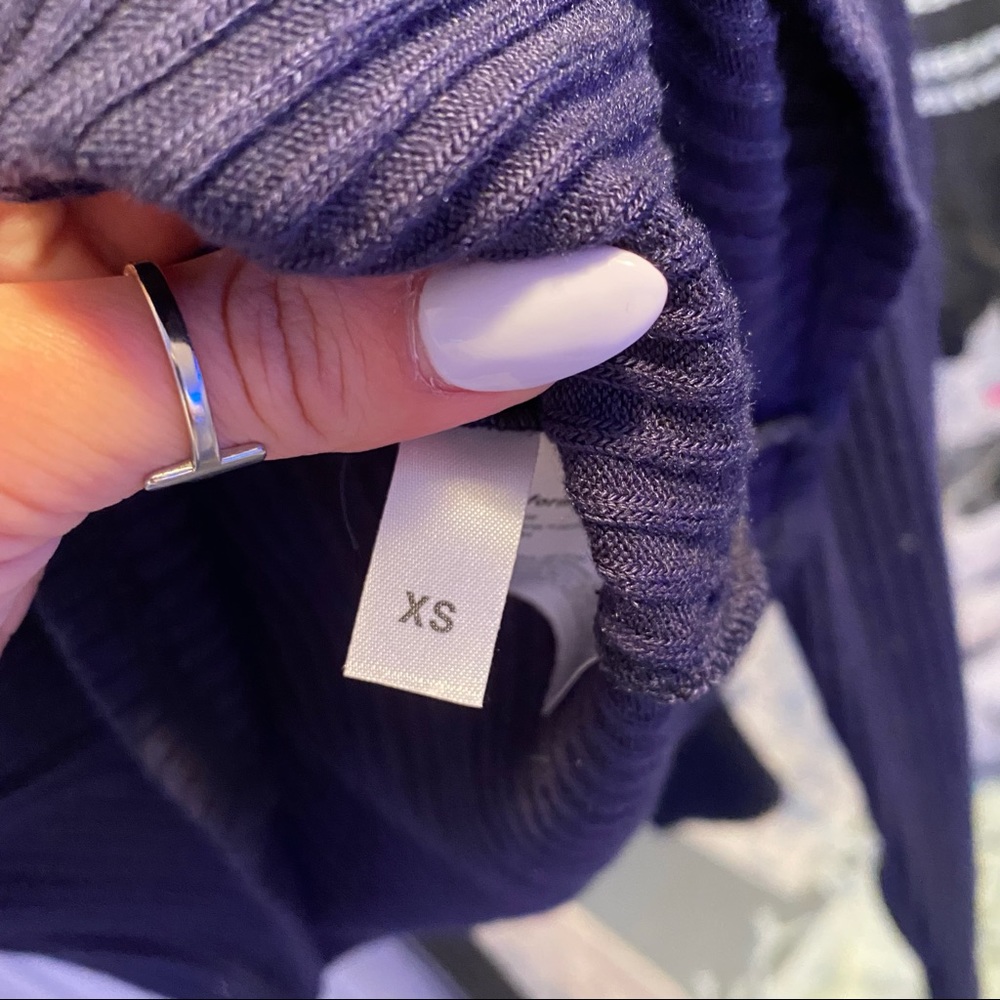 Reformation Navy Long Sleeve Ribbed Top - Picture 4 of 4